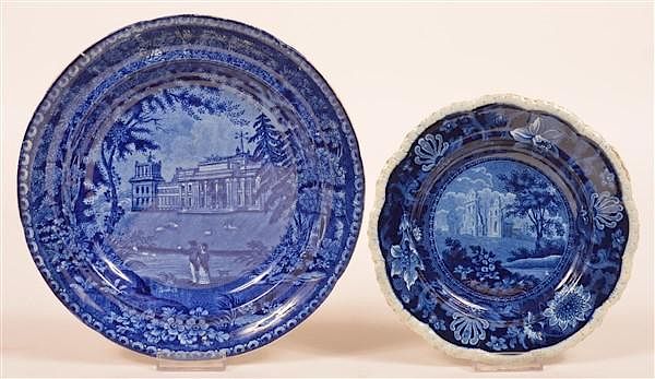 Appraisal: Two Staffordshire Blue Transfer China Plates Two Staffordshire Blue Transfer