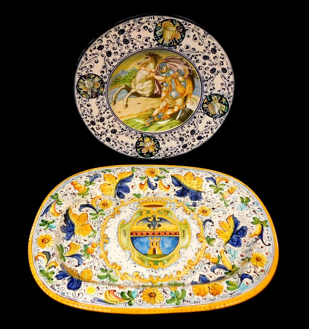 Appraisal: Two large Italian ceramic platters th C including Italian majolica