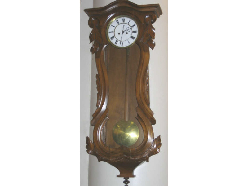 Appraisal: VIENNA REGULATOR WALNUT CASED WALL CLOCK Long foliate carved and