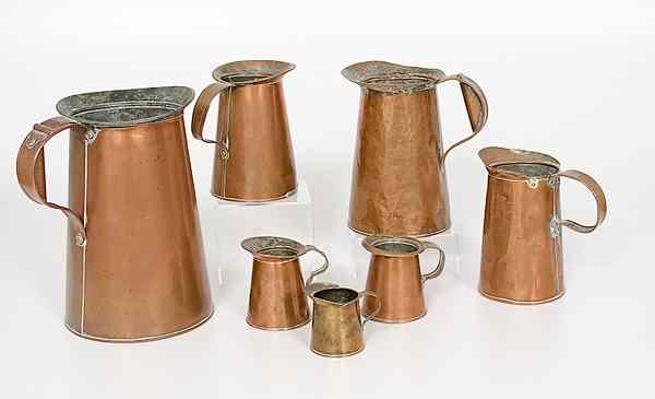 Appraisal: Copper Measurers American th century A group of seven graduated