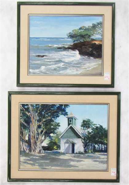 Appraisal: GEORGE ALLAN TWO OILS ON CANVAS seascape and a country