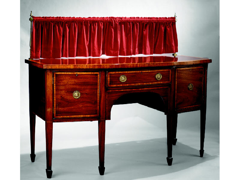 Appraisal: ENGLISH REGENCY MAHOGANY SIDEBOARD With brass back rail over the