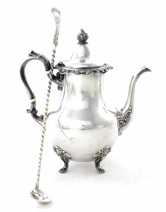 Appraisal: American sterling coffeepot and claret spoon Gorham coffeepot H ''