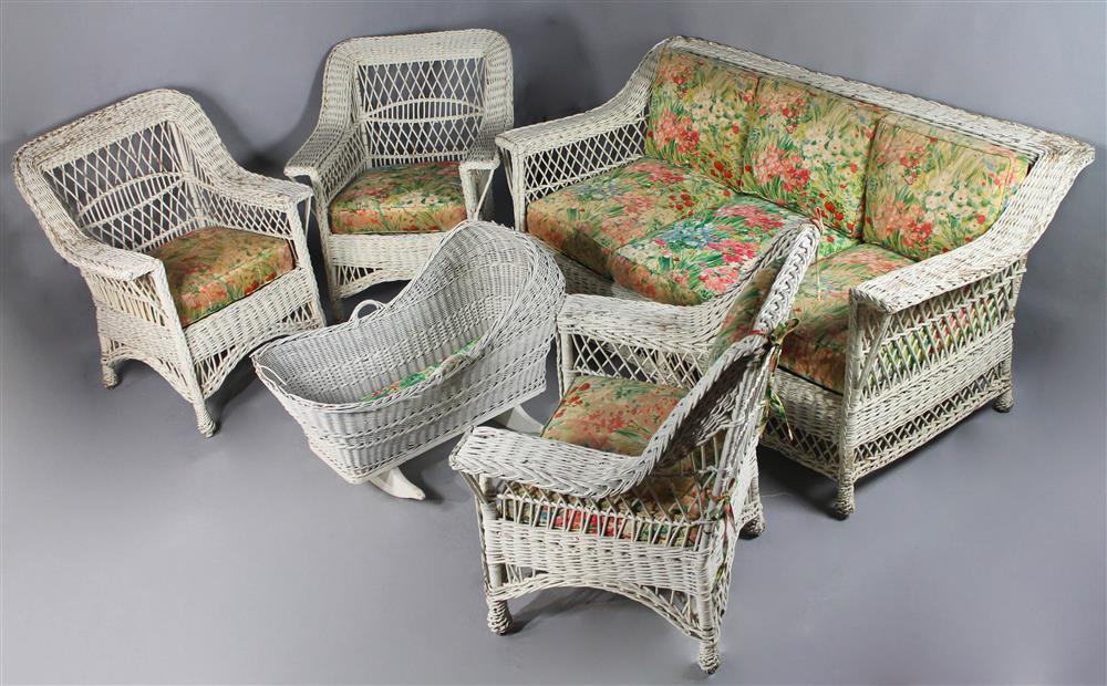 Appraisal: BAR HARBOR TURN OF THE CENTURY WHITE PAINTED WICKER SOFA