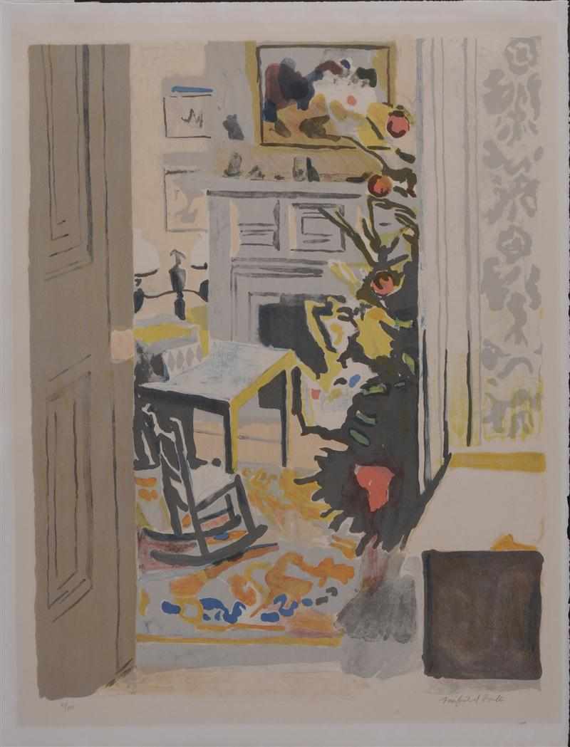 Appraisal: FAIRFIELD PORTER AMERICAN - ''INTERIOR WITH CHRISTMAS TREE '' Color