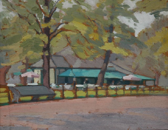 Appraisal: Roy De Maistre - Kiosk in Sydney Domain oil on