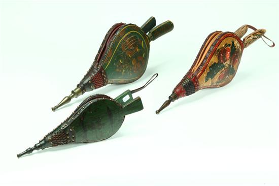 Appraisal: THREE BELLOWS American th century Original decoration Two turtlebacks with