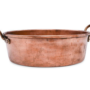 Appraisal: An English Copper Preserving Pan with Brass Handles Benham and