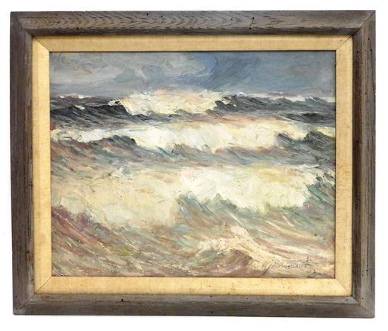 Appraisal: Arthur J Hammond American - oil on canvas depicting seascape