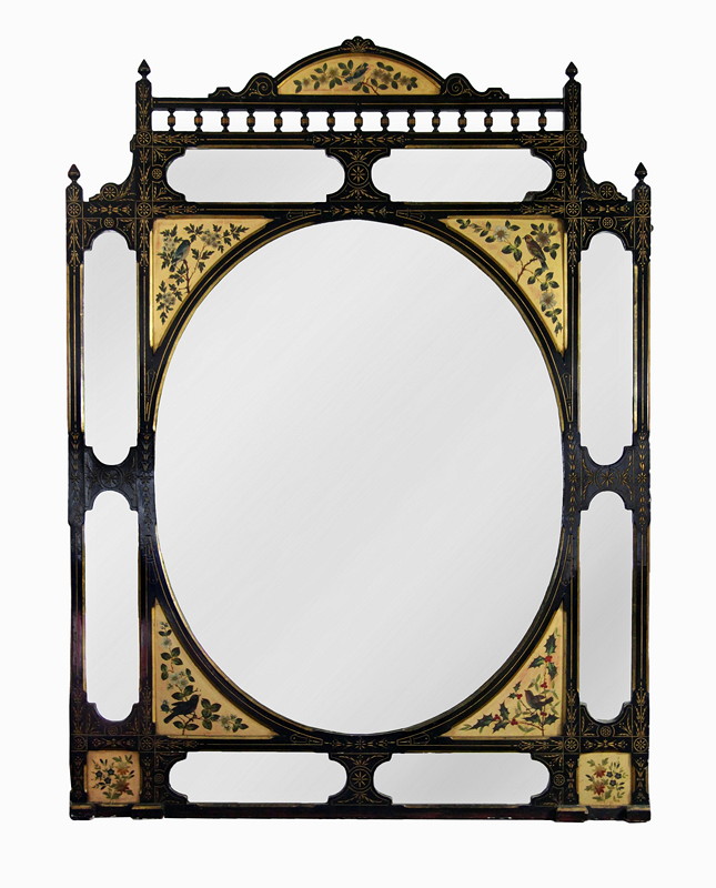 Appraisal: An Aesthetic movement wall mirror the central oval glass with