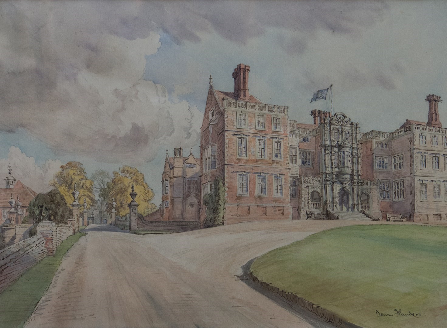 Appraisal: Dennis Flanders - Bramshill two watercolour both signed each approx