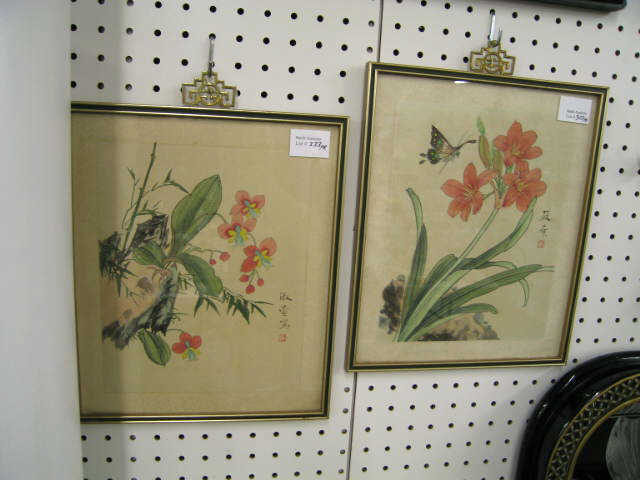 Appraisal: Pair of Oriental Watercolors Florals