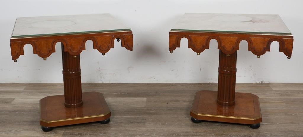 Appraisal: Pair of Hollywood Regency side tables American th Century Glass