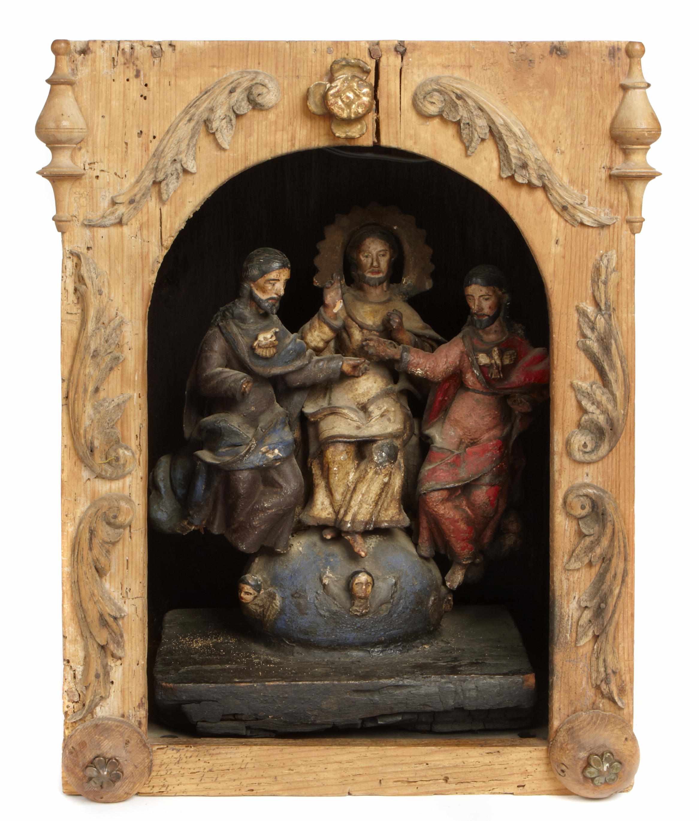 Appraisal: A Spanish Colonial paint decorated figural group th centuryIn later