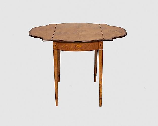 Appraisal: George III Satinwood Parquetry and Marquetry Inlaid Pembroke Table late