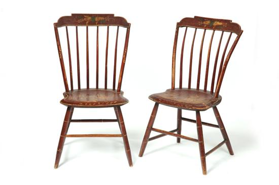 Appraisal: PAIR OF DECORATED CHILD'S WINDSOR CHAIRS New England - mixed