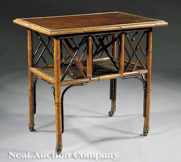 Appraisal: An Antique English Bristol Bamboo Side Table late th c