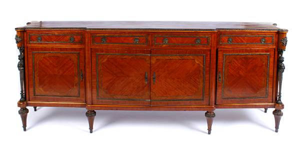 Appraisal: A Louis XV style inlaid and patinated metal mounted sideboard