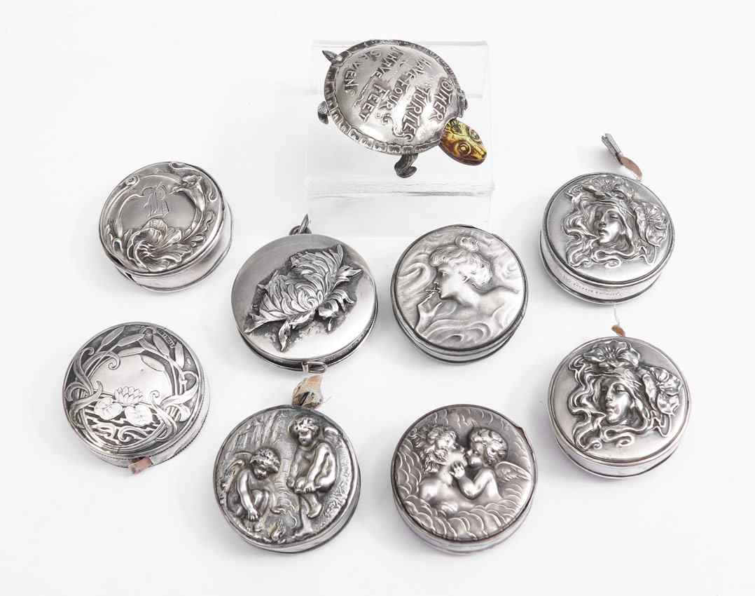 Appraisal: ART NOUVEAU STERLING TAPE MEASURES pieces total makers to include