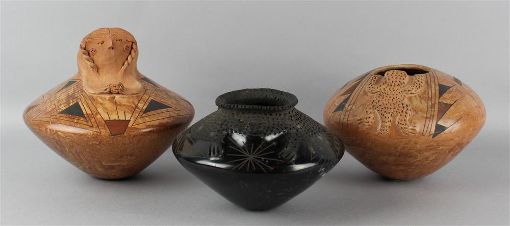 Appraisal: THREE MATA ORTIZ POTTERY JARS MEXICO SIGNED MA-LUISA TALAVERA th