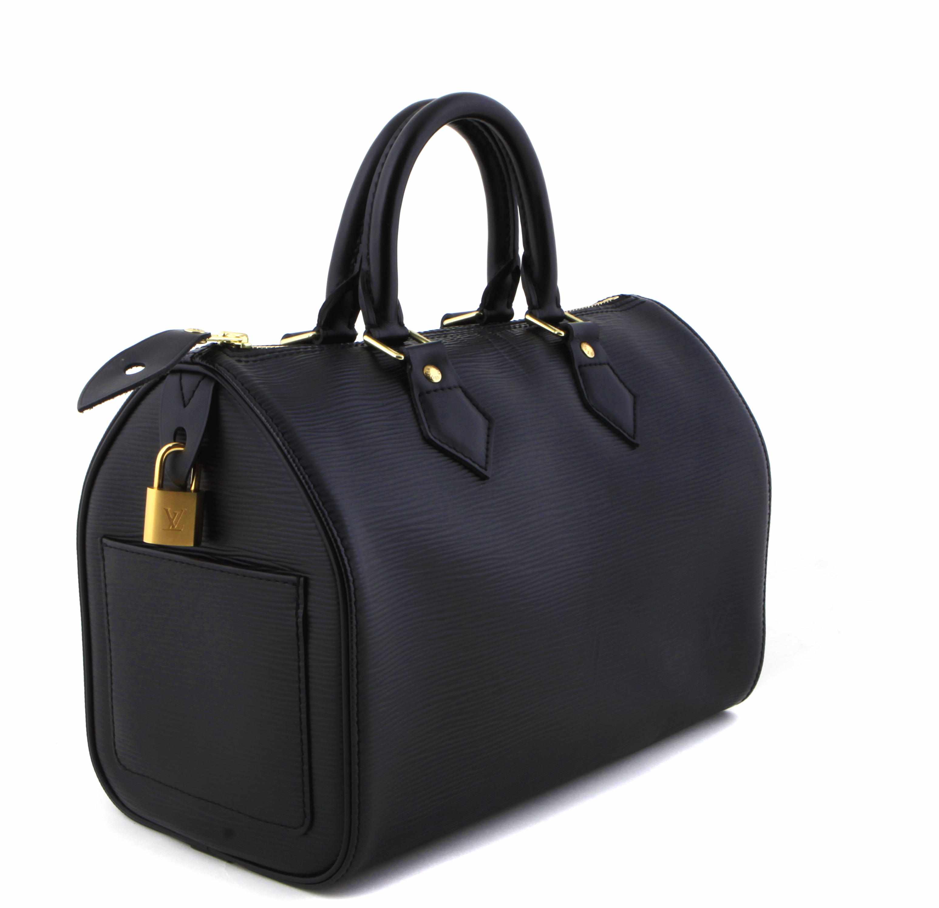 Appraisal: A Louis Vuitton black Epi Speedy handbag height in width