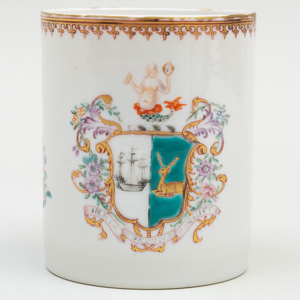 Appraisal: Chinese Export Porcelain Mug with the Arms of Meares impaling