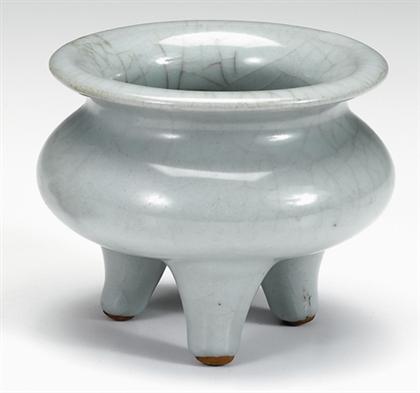 Appraisal: Chinese Junyao-type glazed tripod censer th century or earlier Of