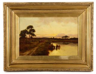 Appraisal: Attributed to Benjamin Green Wetlands Landscape Attributed to Benjamin Richard