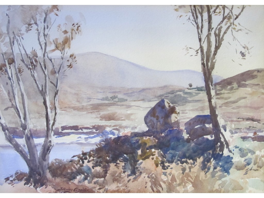 Appraisal: STANLEY CURSITER RSW RSA - HIGHLAND LANDSCAPE WITH TREES Watercolour