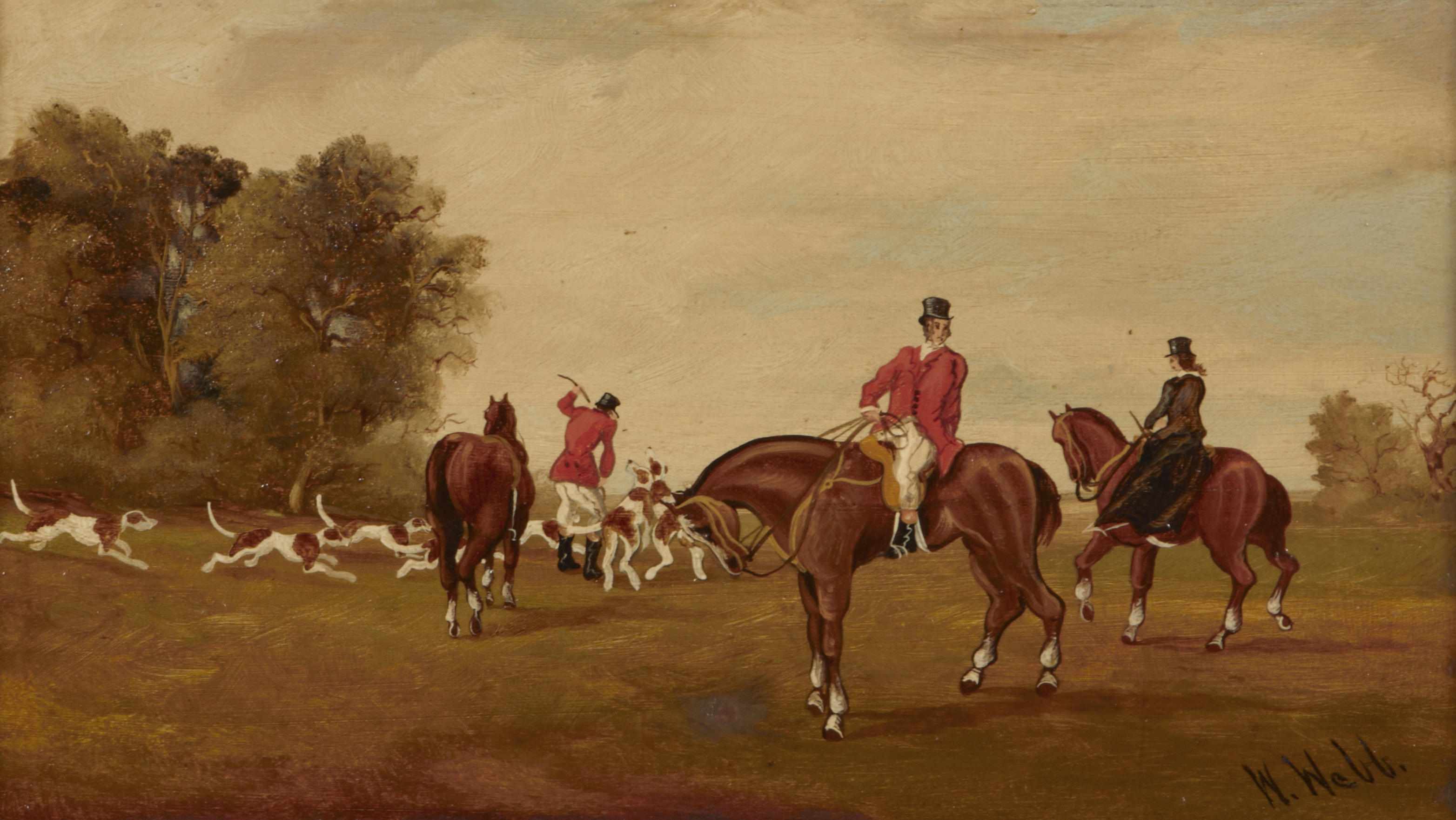 Appraisal: W Webb th Century Hunting scenes a set of four