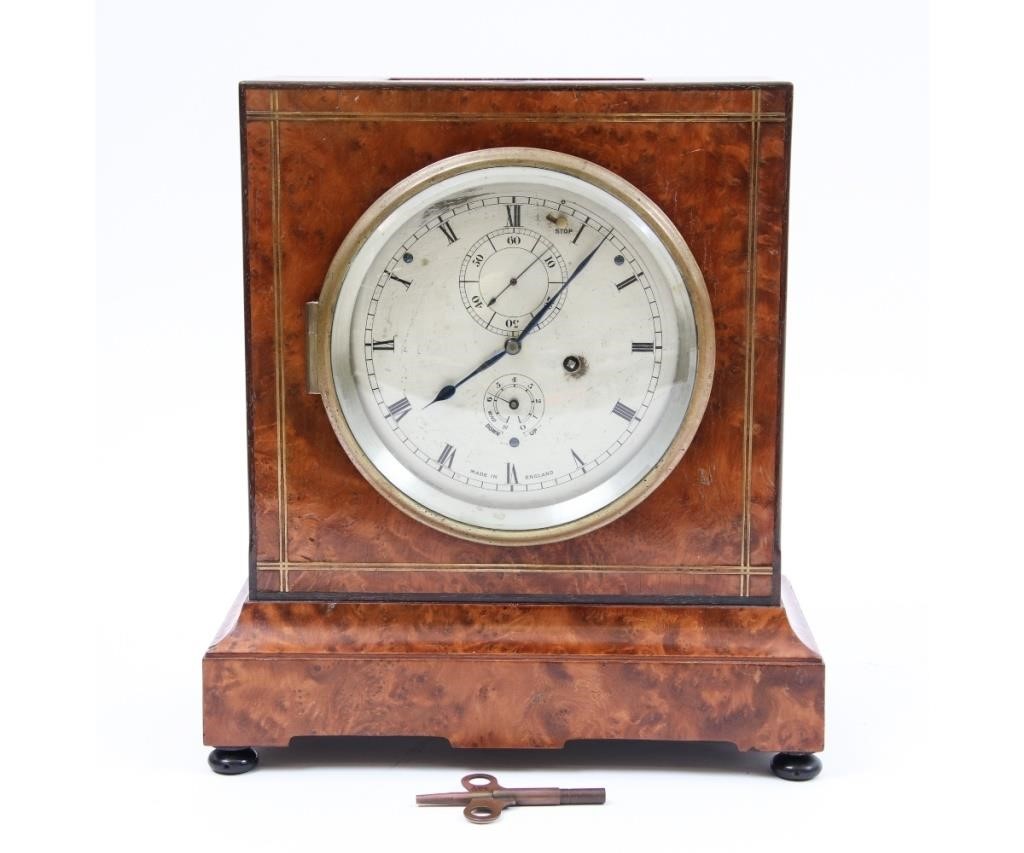 Appraisal: Burl walnut cased vertical chronomometer signed Thomas Mercer Great Britain