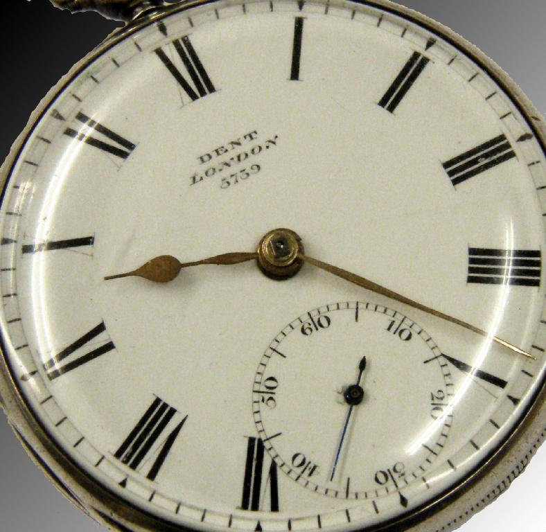 Appraisal: English silver fusee lever pocket watch by Dent London hallmarked