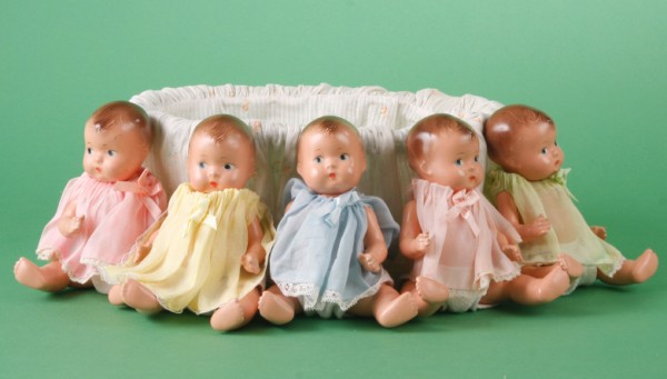 Appraisal: Group of compo Effanbee Baby Tinyette Quintuplets Molded painted features