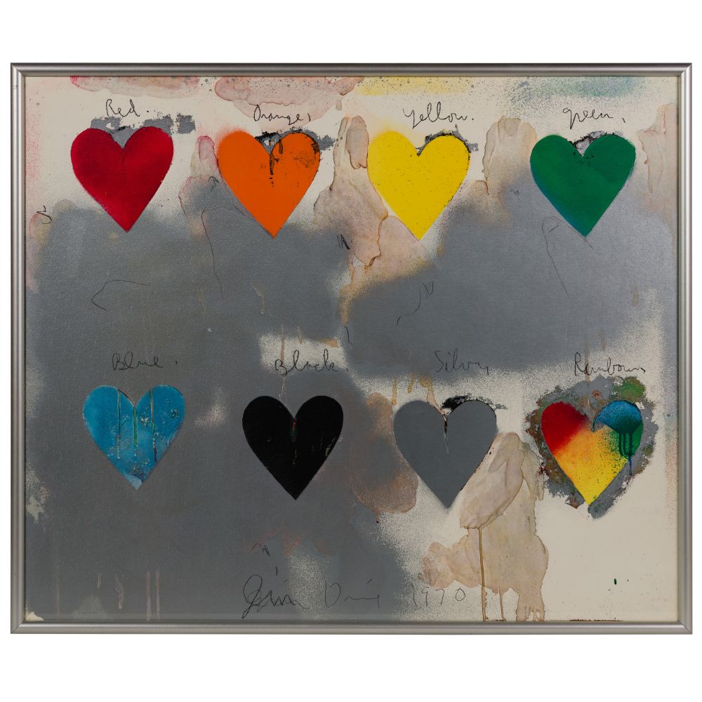 Appraisal: JIM DINE AMERICAN B EIGHT HEARTS SCREENPRINT plate signed lower