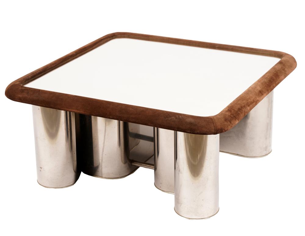 Appraisal: MODERNIST COFFEE TABLEattributed to Fratelli Saporiti chromed metal mirror glass