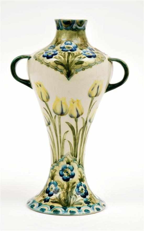 Appraisal: A MOORCROFT MACINTYRE TWIN HANDLED VASE CIRCA High shouldered on