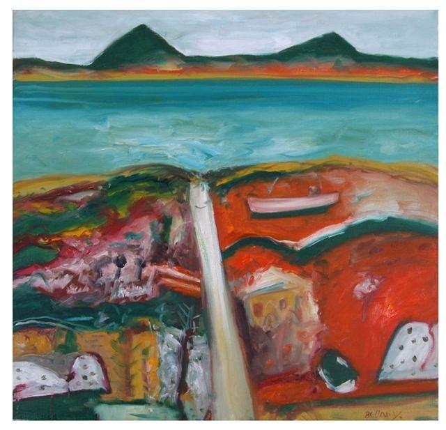 Appraisal: JOHN BELLANY b - A coastal roadway signed oils on