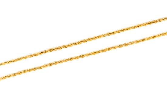 Appraisal: Sale Lot An Karat Yellow Gold Rope Chain Necklace measuring