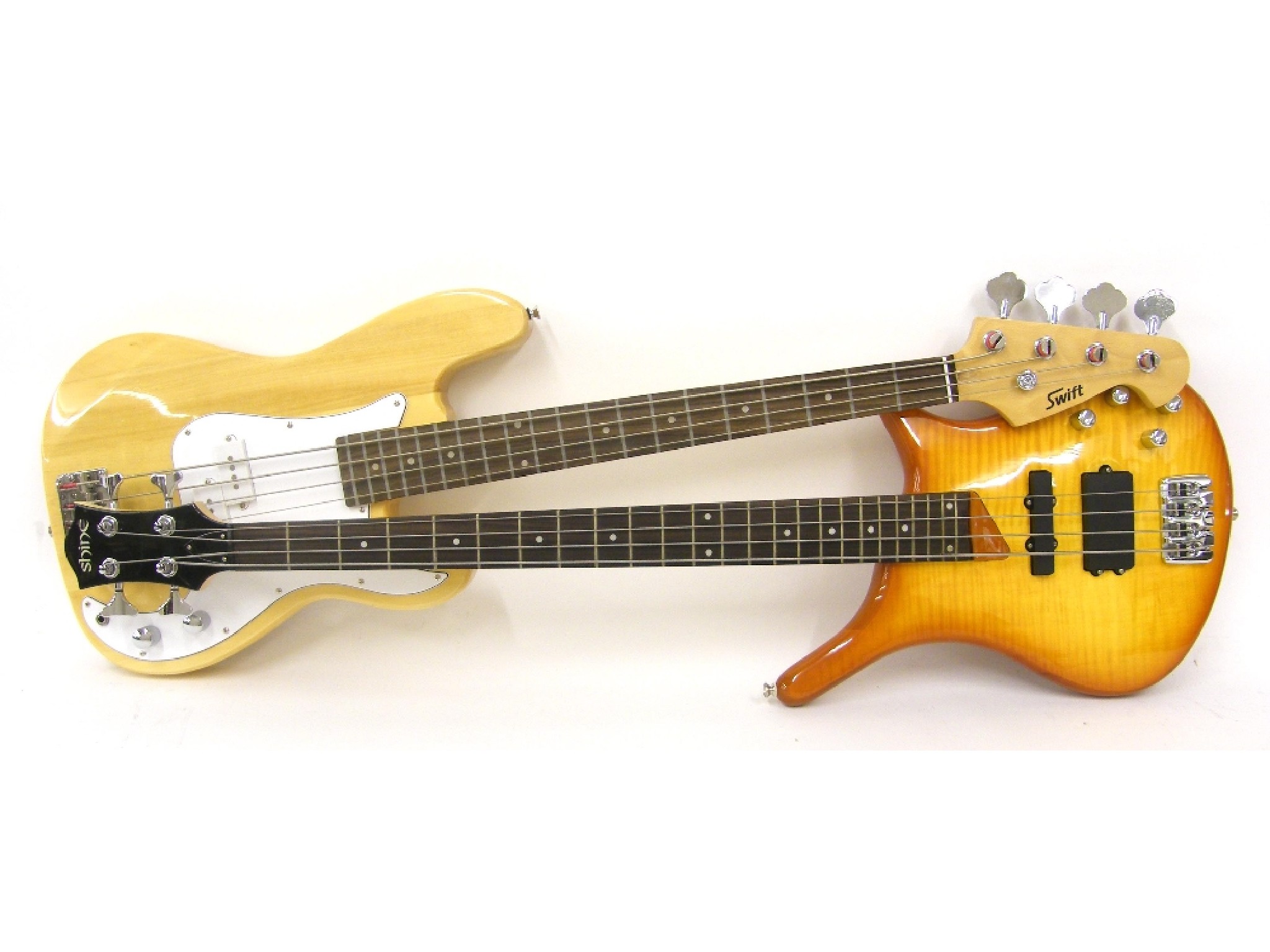 Appraisal: Shine bass guitar quilted amber finish electrics in working order