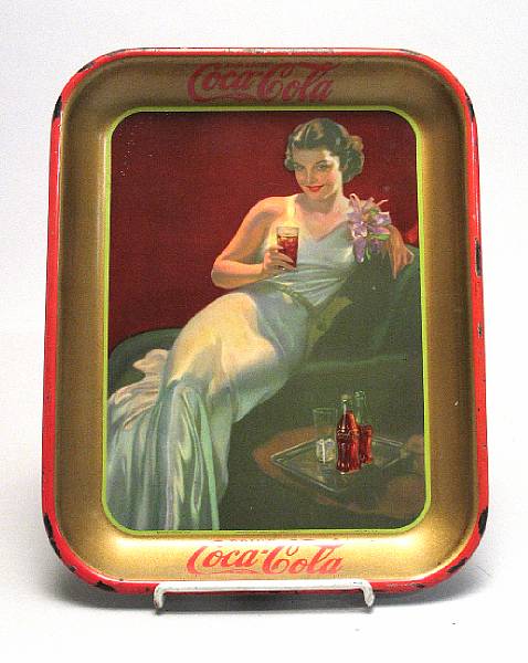 Appraisal: A Coca-Cola Tray Lithographed x tray depicting hostess reclining on