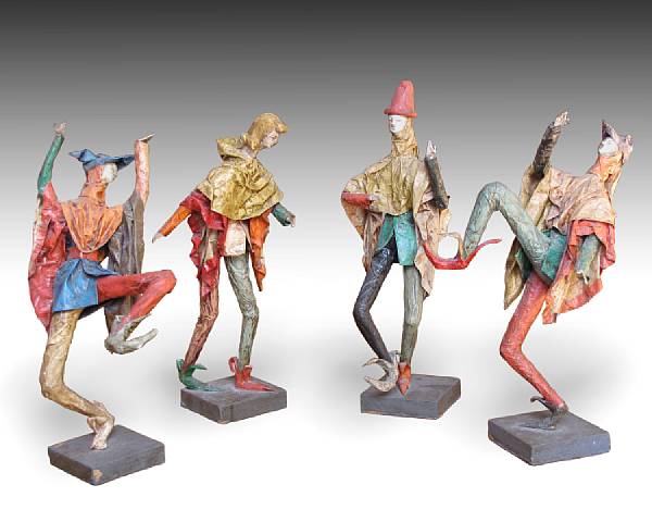 Appraisal: A set of four Italian papier m ch figures of