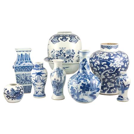 Appraisal: Group of Nine Chinese Blue and White Porcelain Articles Estimate