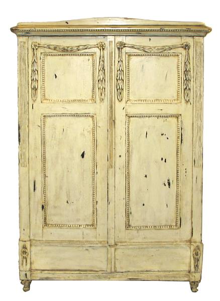 Appraisal: A Louis XVI style painted pine armoire late th century