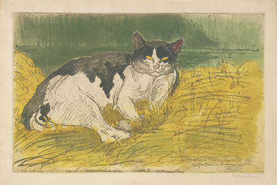 Appraisal: THEOPHILE STEINLEN Le Vieux Chat Color soft ground etching drypoint