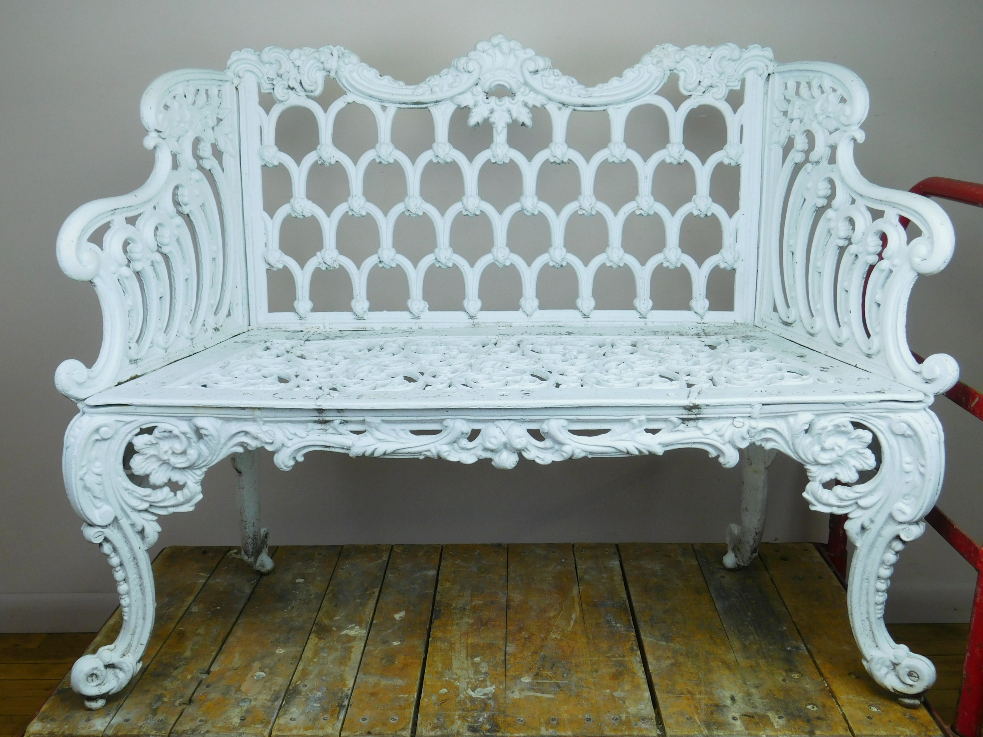 Appraisal: Victorian cast iron garden bench horse shoe pattern x x