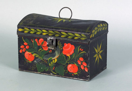 Appraisal: Pennsylvania toleware document box th c the front with vibrant