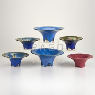 Appraisal: FULPER Six footed bowls with flared rims including two in