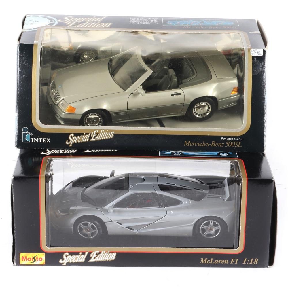 Appraisal: MCLAREN F MERCEDES BENZ SL MAISTO DIECAST CARSMcLaren F Mercedes