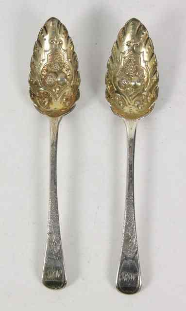 Appraisal: A pair of George III silver berry spoons EL London