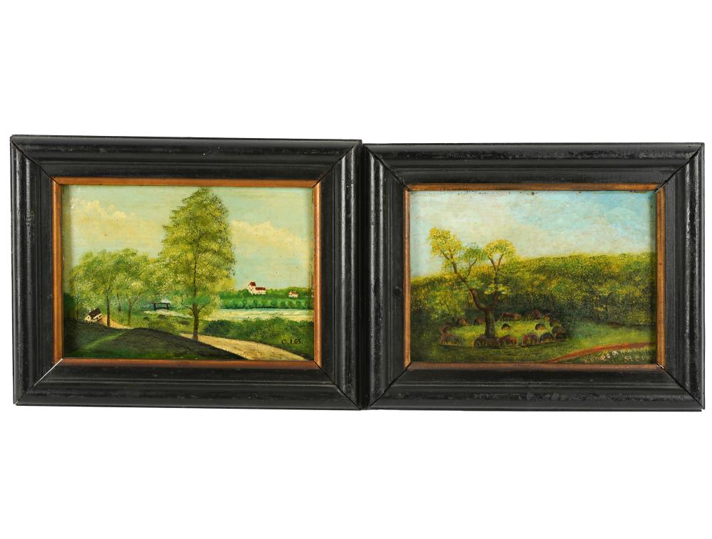 Appraisal: TH CENTURY TWO LANDSCAPESeach oil on panel the first signed